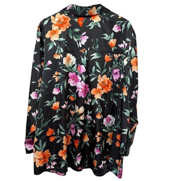 SUSAN GRAVER Satin Blouse Plus Size 2X Black Floral Long Sleeve Womens Top NWOT - Picture 7 of 11